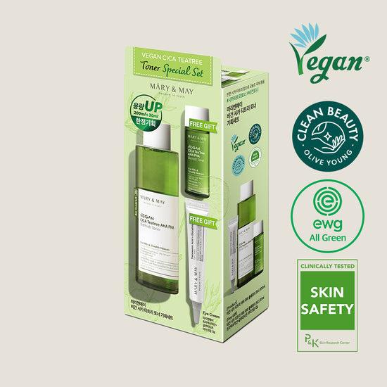 Vegan CICA Tea Tree Toner Special Set (200ml+30ml+Eye cream 12g) - By Mary & May