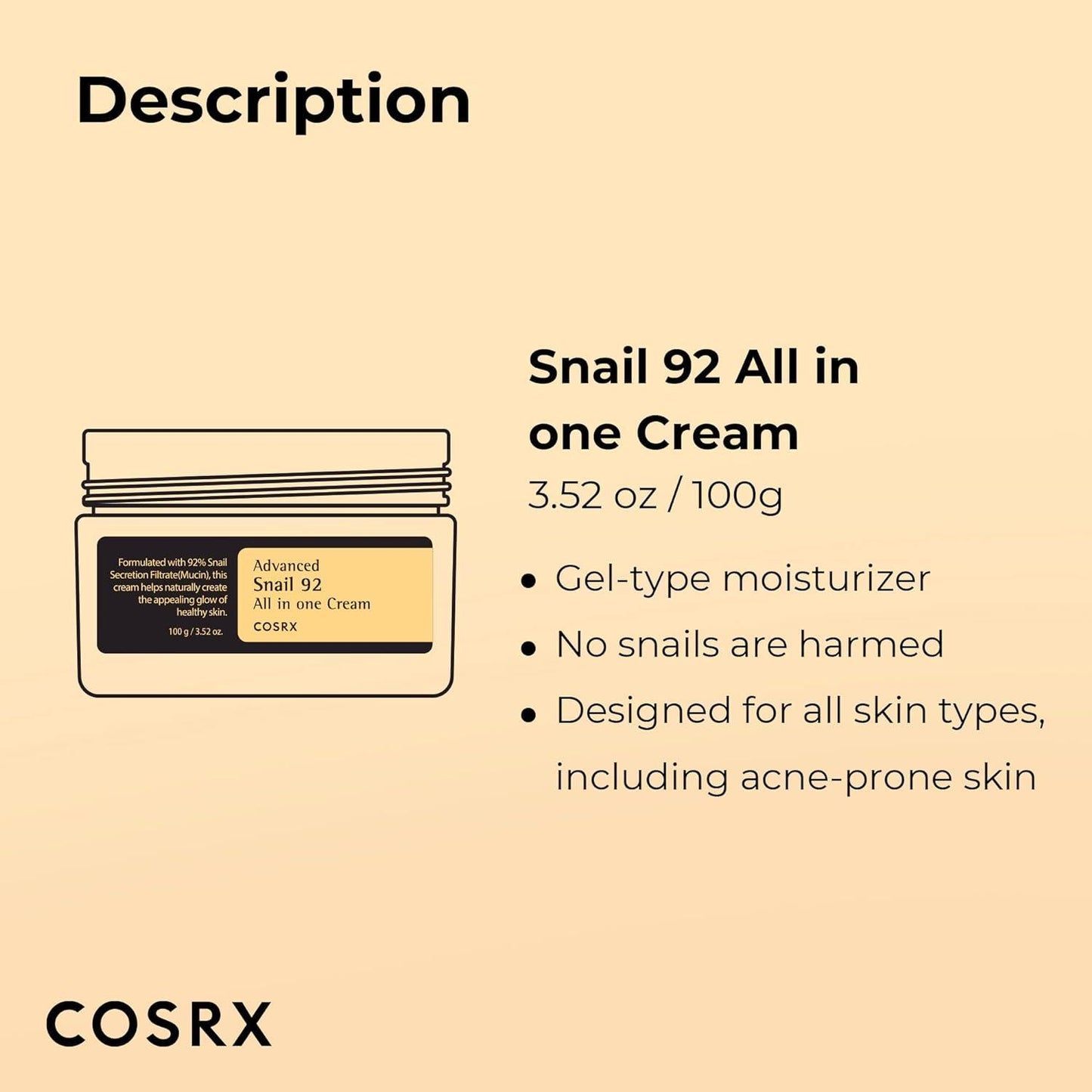 Advanced Snail 92 All in one Cream 100ml - By Cosrx