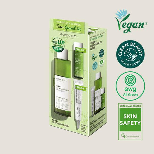Vegan CICA Tea Tree Toner Special Set (200ml+30ml+Eye cream 12g) - By Mary & May